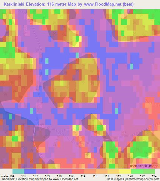 Karklinieki,Latvia Elevation Map