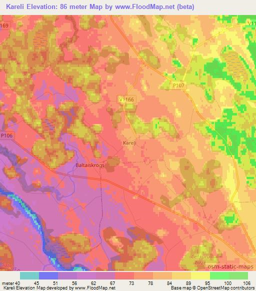 Kareli,Latvia Elevation Map