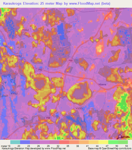 Karaukrogs,Latvia Elevation Map