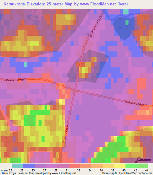 Karaukrogs,Latvia Elevation Map