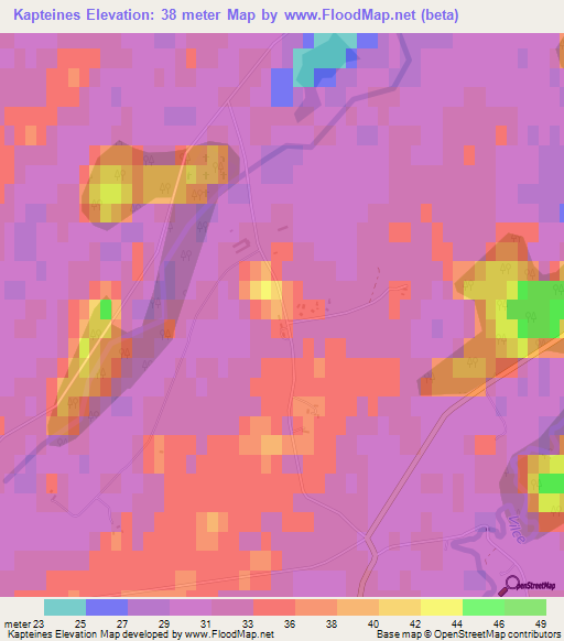 Kapteines,Latvia Elevation Map