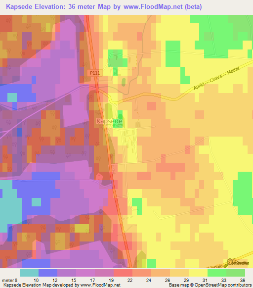 Kapsede,Latvia Elevation Map