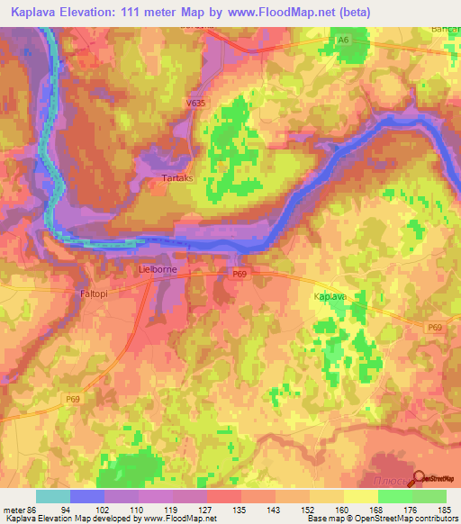 Kaplava,Latvia Elevation Map