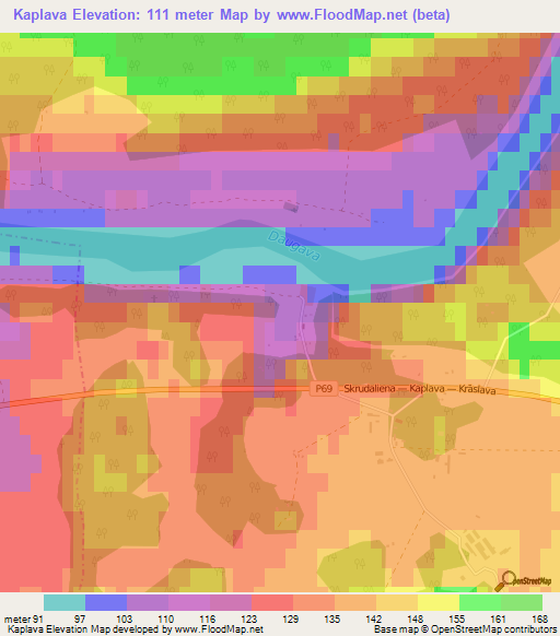 Kaplava,Latvia Elevation Map