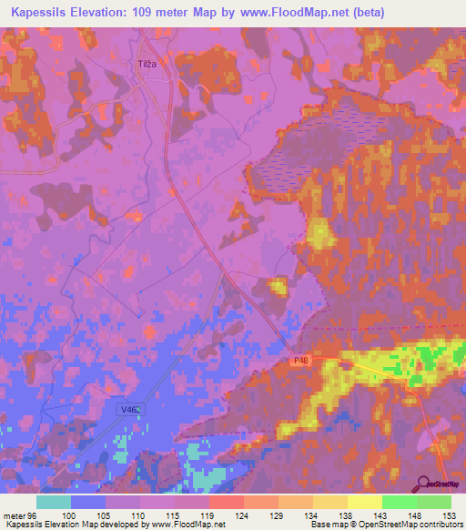 Kapessils,Latvia Elevation Map