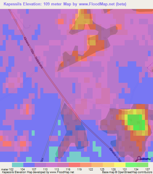 Kapessils,Latvia Elevation Map