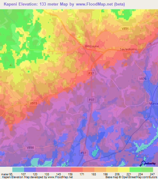 Kapeni,Latvia Elevation Map