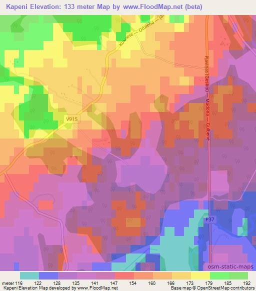 Kapeni,Latvia Elevation Map