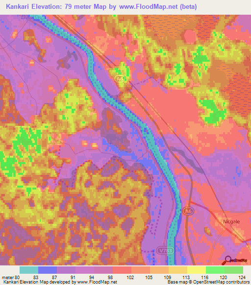 Kankari,Latvia Elevation Map