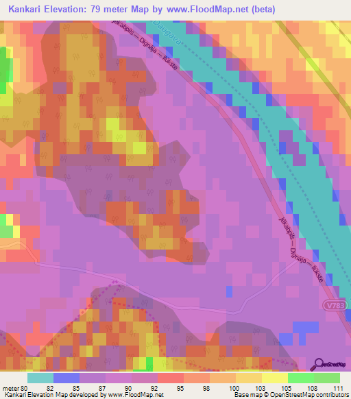 Kankari,Latvia Elevation Map