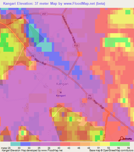 Kangari,Latvia Elevation Map