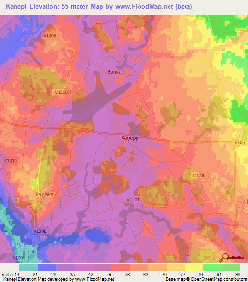 Kanepi,Latvia Elevation Map