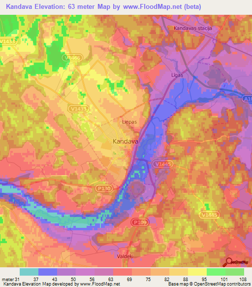 Kandava,Latvia Elevation Map