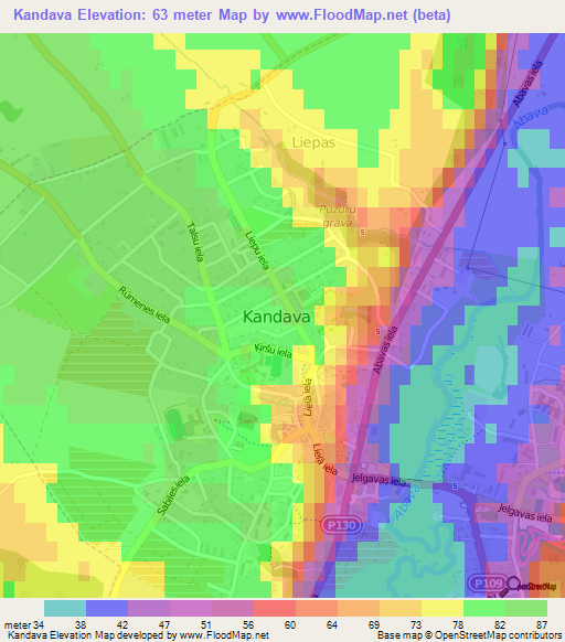 Kandava,Latvia Elevation Map