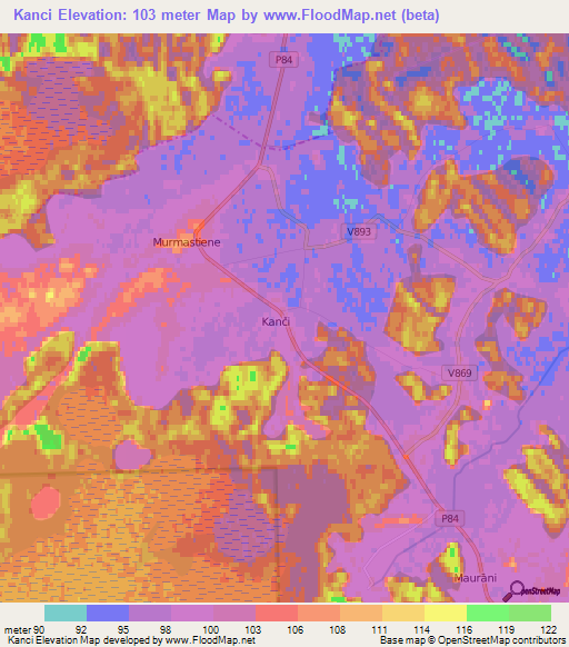 Kanci,Latvia Elevation Map