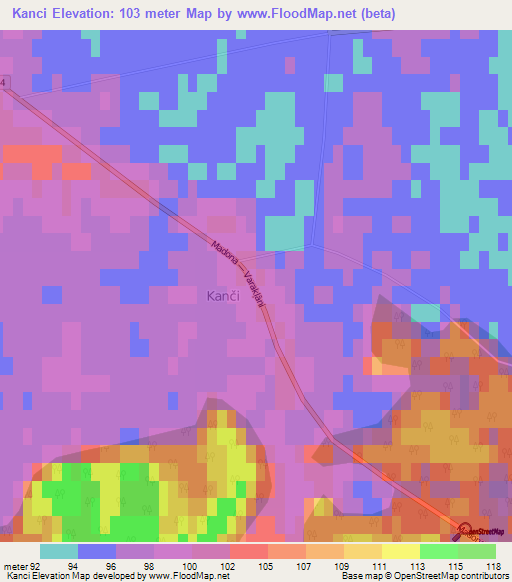 Kanci,Latvia Elevation Map