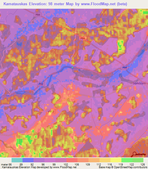 Kamatauskas,Latvia Elevation Map