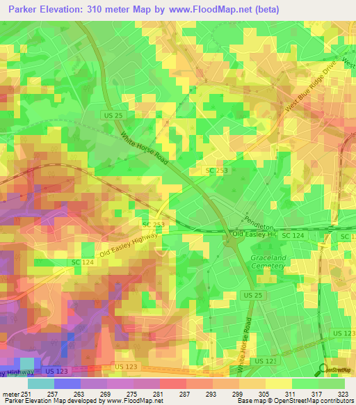 Parker,US Elevation Map