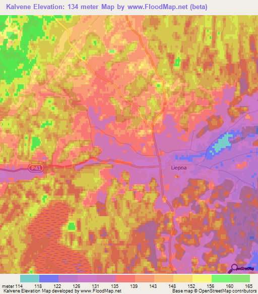 Kalvene,Latvia Elevation Map