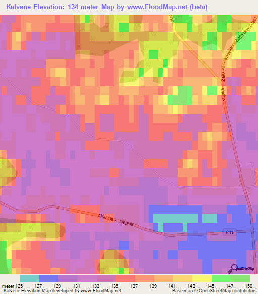 Kalvene,Latvia Elevation Map