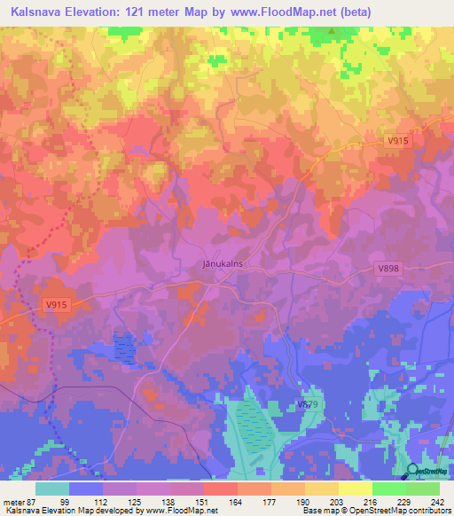 Kalsnava,Latvia Elevation Map