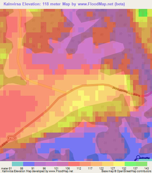 Kalnvirsa,Latvia Elevation Map