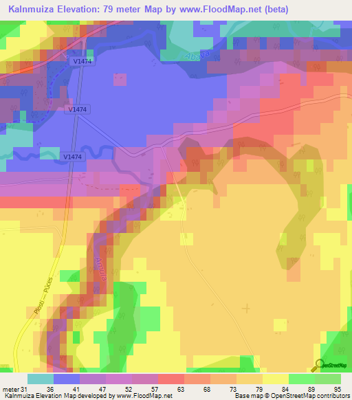 Kalnmuiza,Latvia Elevation Map