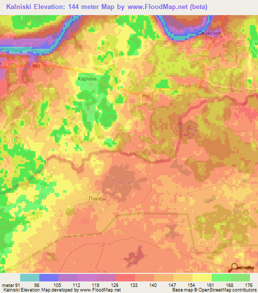 Kalniski,Latvia Elevation Map