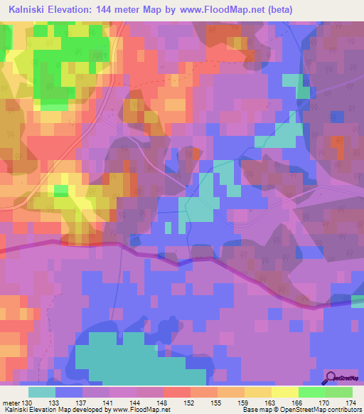 Kalniski,Latvia Elevation Map