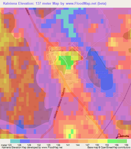 Kalniena,Latvia Elevation Map