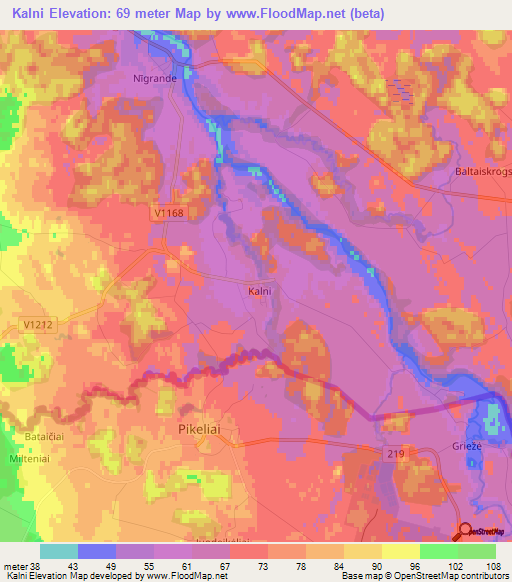 Kalni,Latvia Elevation Map