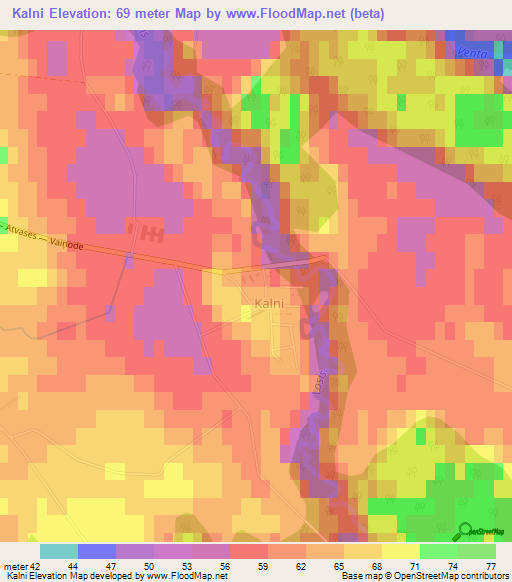 Kalni,Latvia Elevation Map