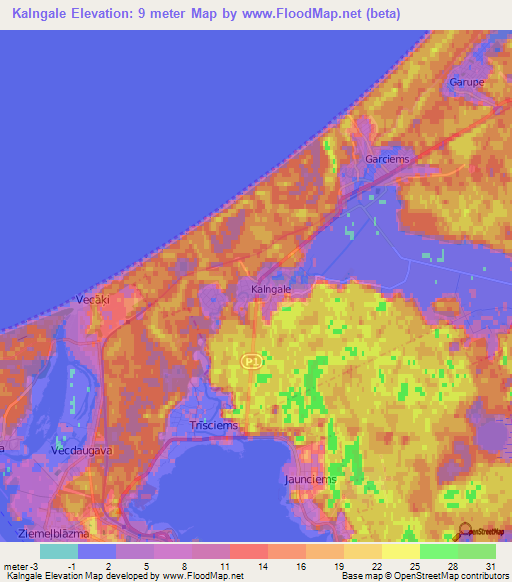 Kalngale,Latvia Elevation Map