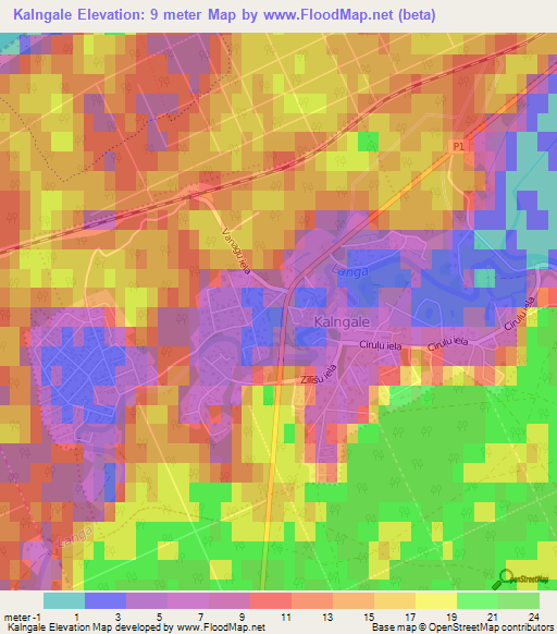 Kalngale,Latvia Elevation Map