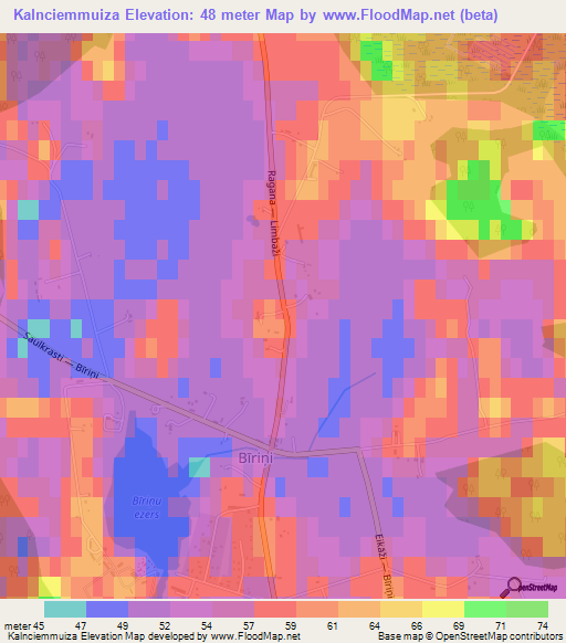 Kalnciemmuiza,Latvia Elevation Map