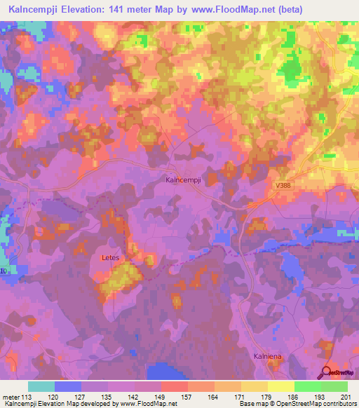 Kalncempji,Latvia Elevation Map