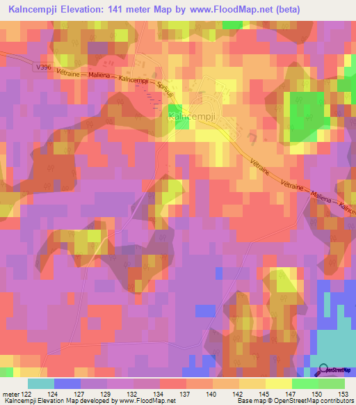 Kalncempji,Latvia Elevation Map