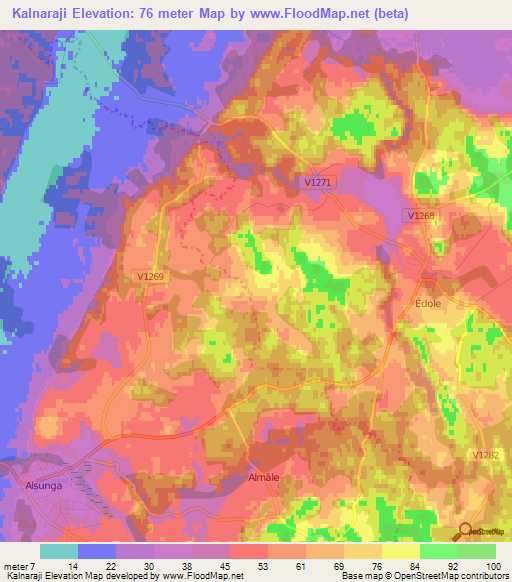 Kalnaraji,Latvia Elevation Map