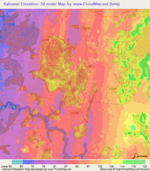 Kalnansi,Latvia Elevation Map