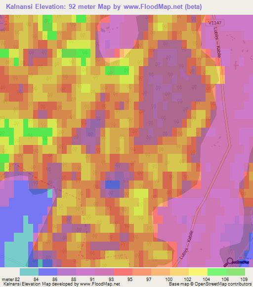 Kalnansi,Latvia Elevation Map