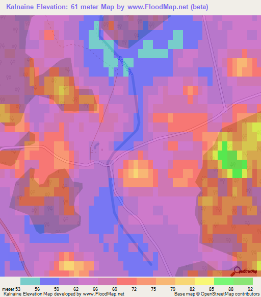 Kalnaine,Latvia Elevation Map