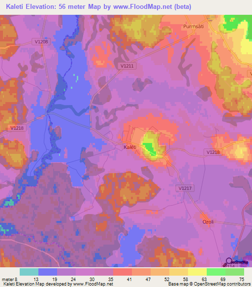 Kaleti,Latvia Elevation Map