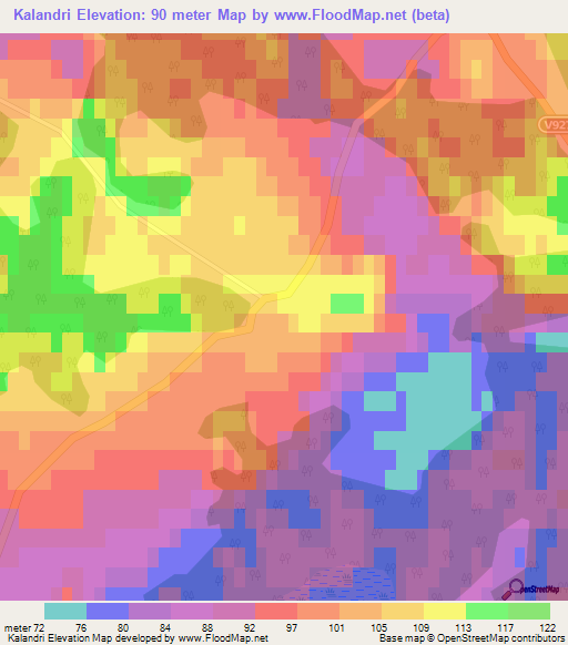 Kalandri,Latvia Elevation Map