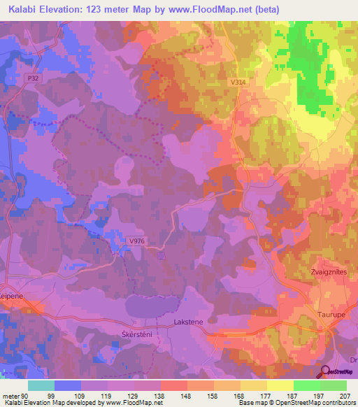 Kalabi,Latvia Elevation Map