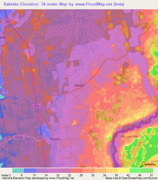 Kakiske,Latvia Elevation Map