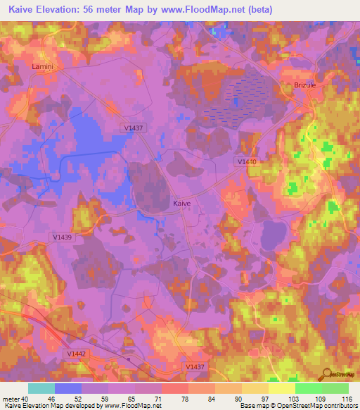 Kaive,Latvia Elevation Map