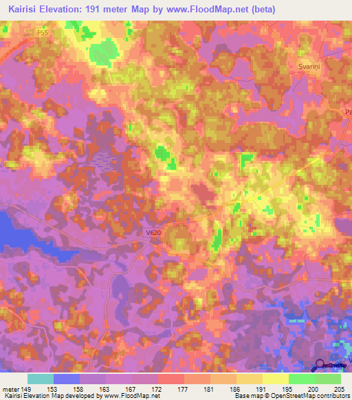 Kairisi,Latvia Elevation Map