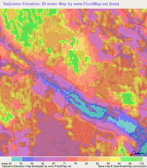 Kaijciems,Latvia Elevation Map