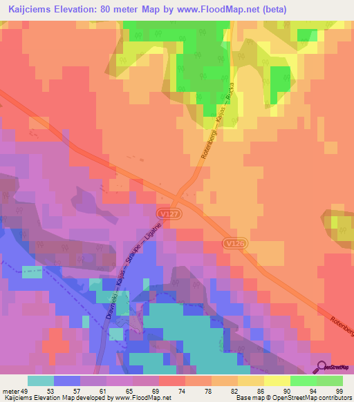Kaijciems,Latvia Elevation Map
