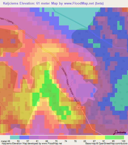 Kaijciems,Latvia Elevation Map